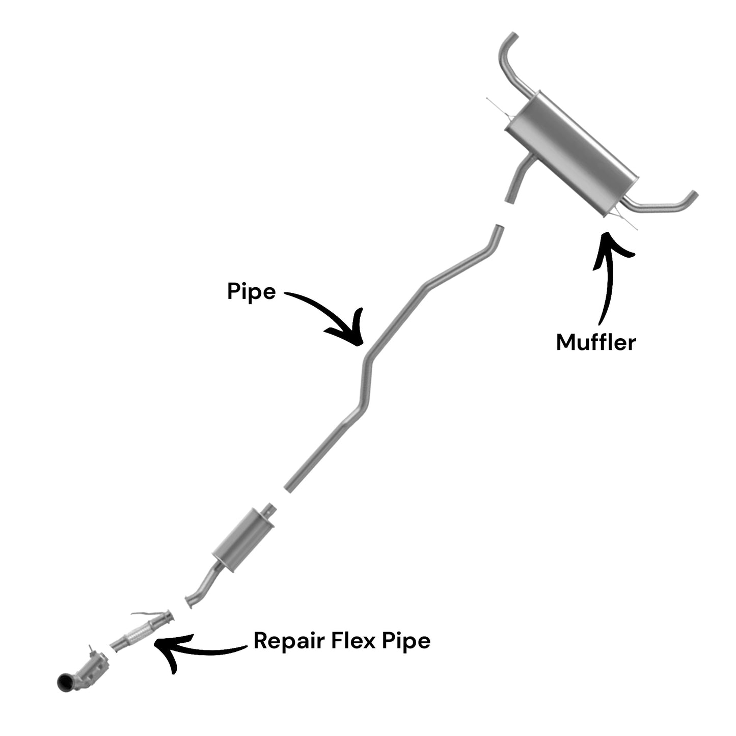 Lincoln MKZ 2.0L (FHEV) (2013-2016) Repair Flex Pipe, Pipe and Muffler
