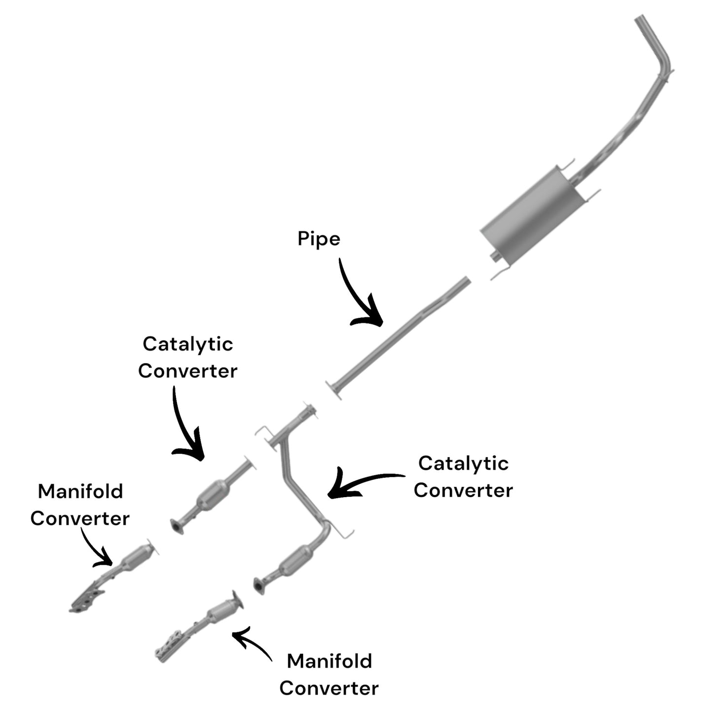 Toyota Tacoma 4.0L (2005-2011) (AWD) (127.8" Wheelbase) Manifold Converters, Catalytic Converters and Pipe