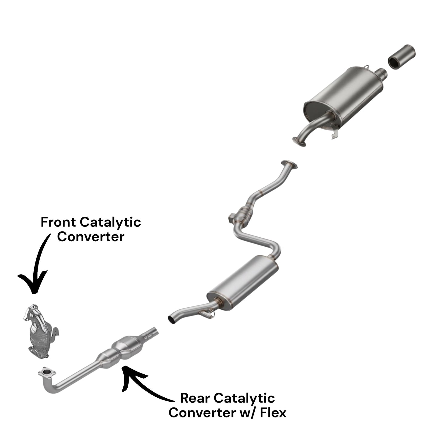 Volvo S40 1.9L (2004) (Turbo) Front & Rear Catalytic Converter With Flex