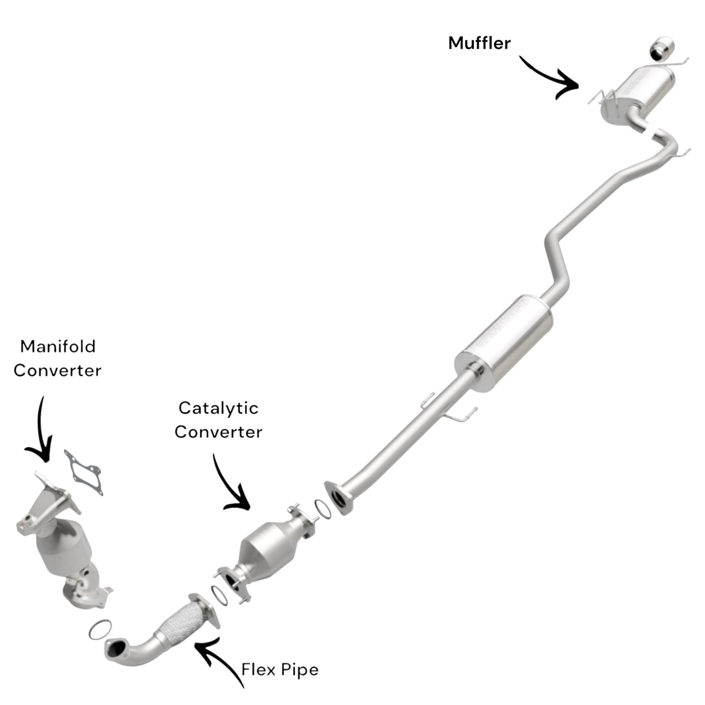 Honda Accord 2.4L (2008-2012) (Automatic Trans) (2-Door) Manifold Converter, Flex Pipe, Catalytic Converter and Muffler