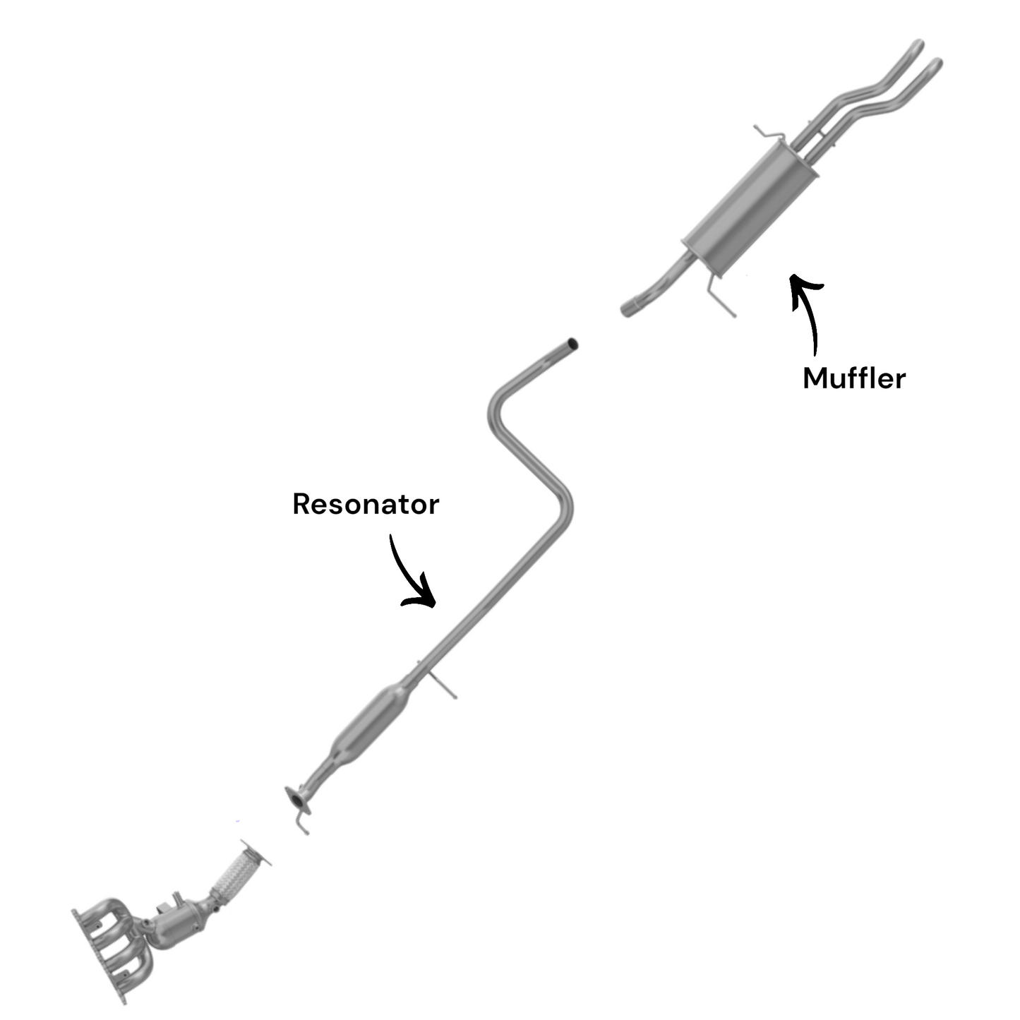 Ford Fiesta 1.6L (2011-2019) (Sedan) Resonator and Muffler