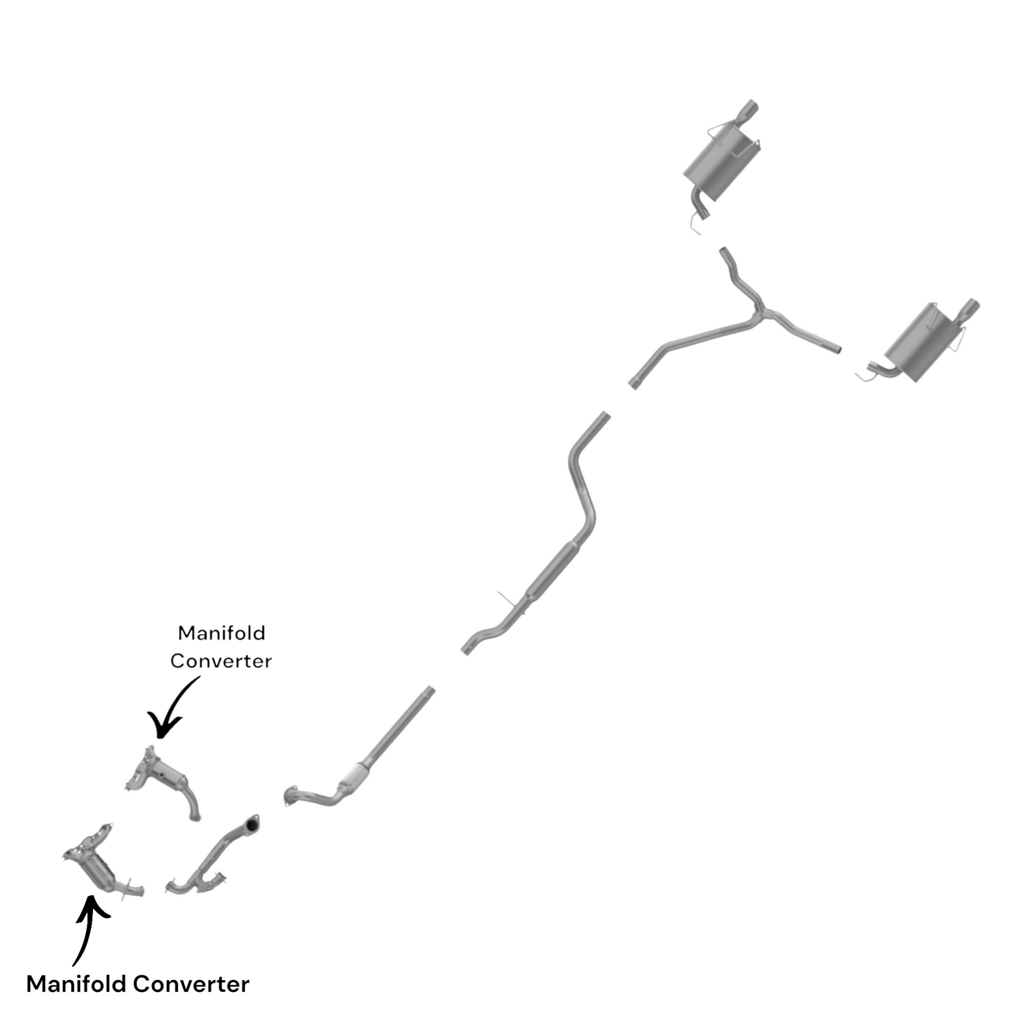 Convertisseur de collecteur arrière, tuyau en Y, tuyau flexible et résonateur pour Dodge Journey 3.5L (2009-2010) (traction avant)