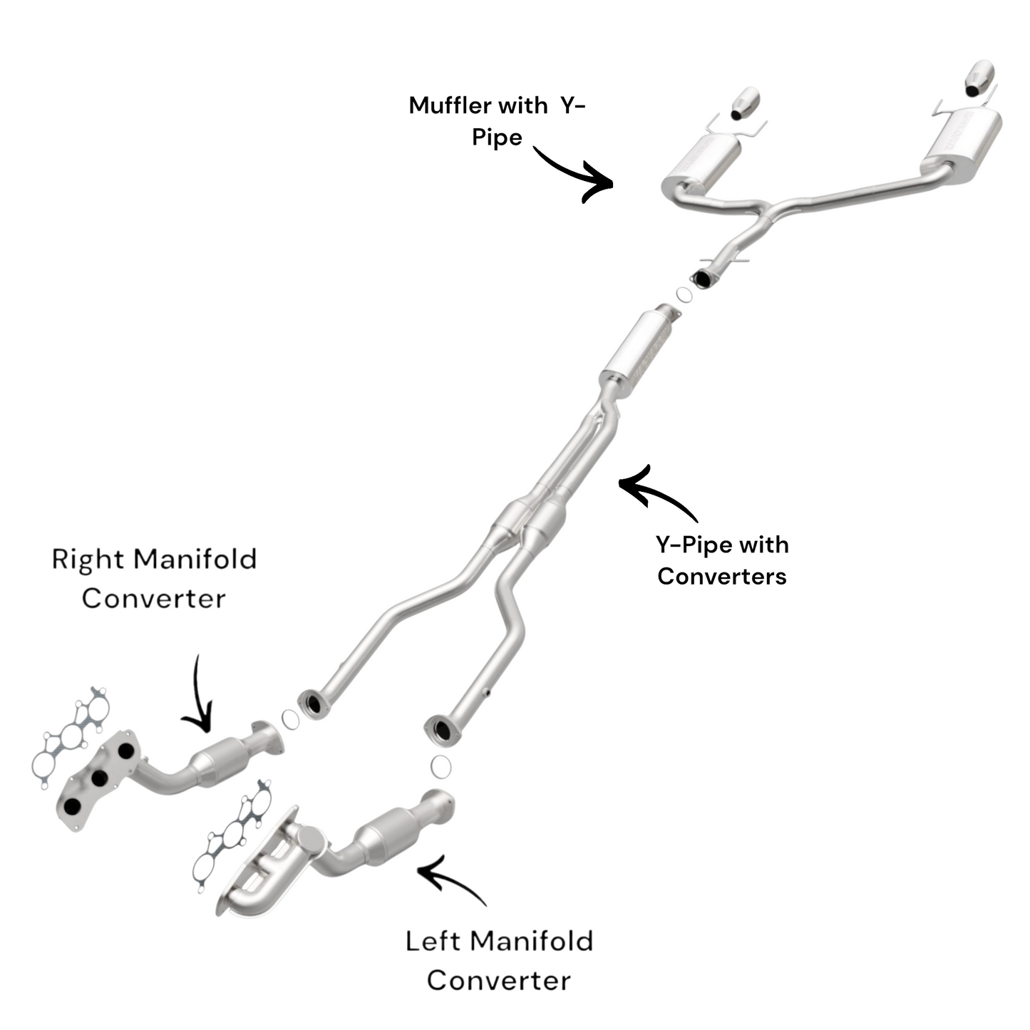 Lexus GS350 3.5L (2007) (AWD) Manifold Converters, Catalytic Converter with Resonator and Muffler