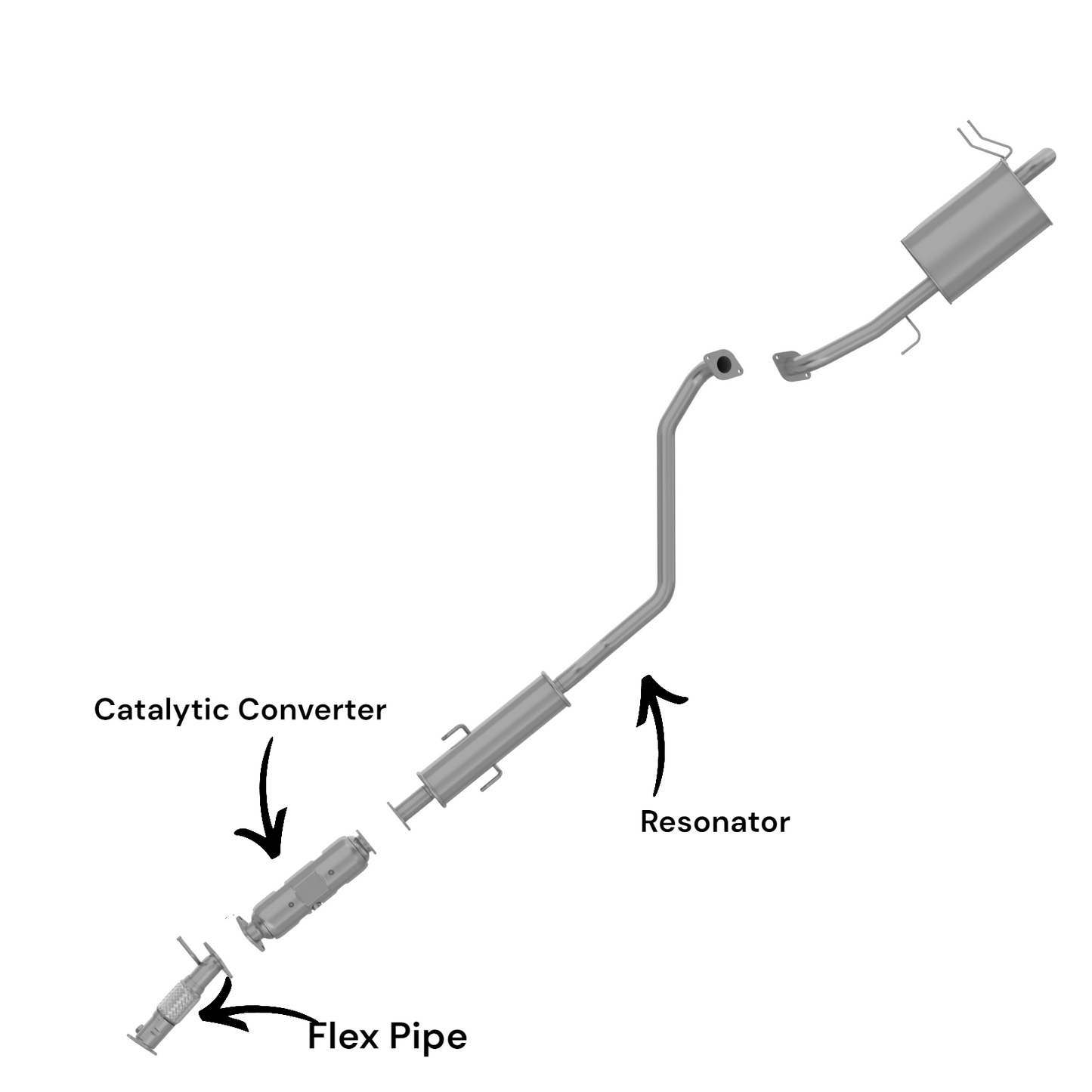 Kia Forte Koup 2.0L (2010-2013) (Federal Emission) Catalytic Converter, Flex Pipe, Resonator