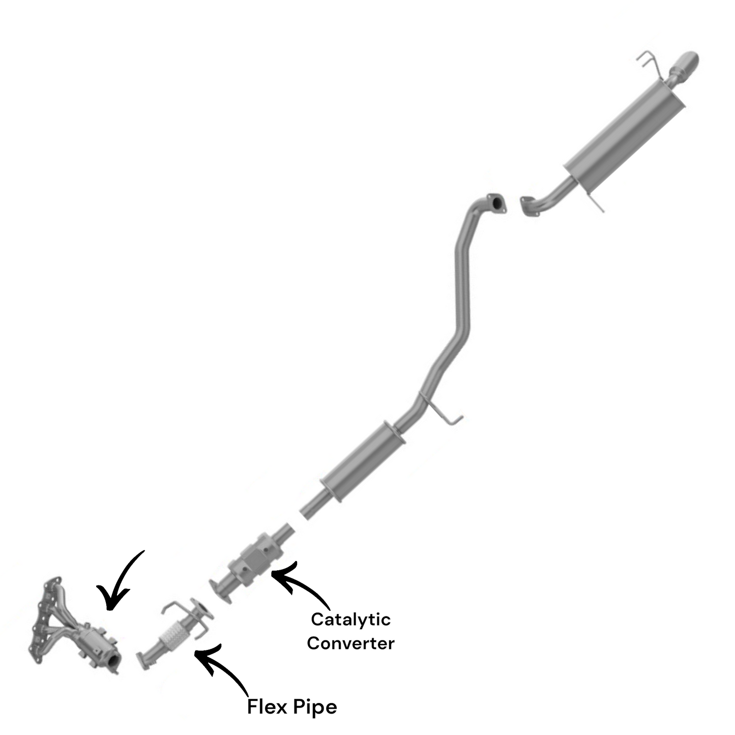 Convertisseur de collecteur, tuyau flexible et convertisseur catalytique pour Kia Soul 1.6L (2012-2013)