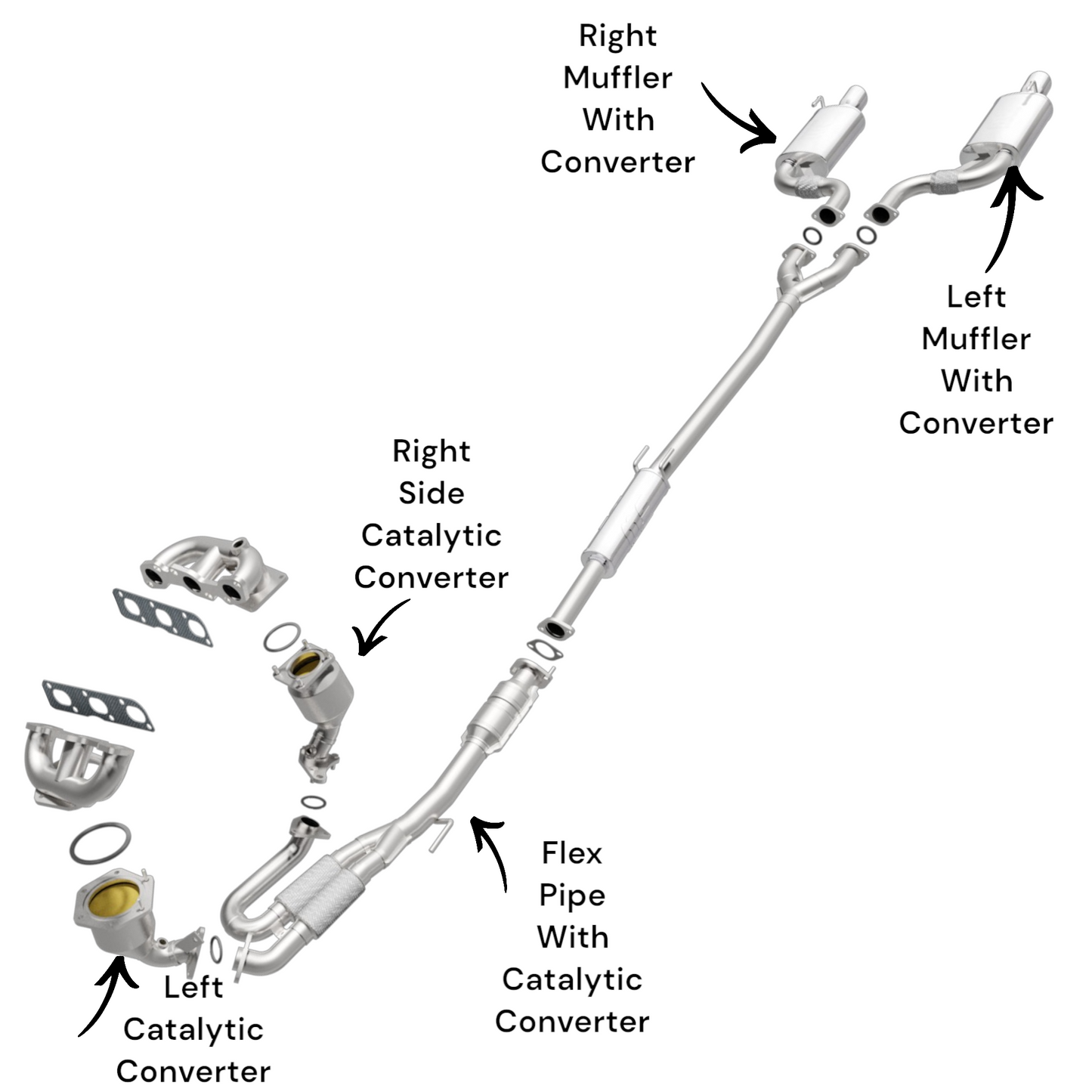 Convertisseurs catalytiques, tuyau flexible avec catalyseur, silencieux avec catalyseur pour Nissan Maxima 3.5L 2009-2014