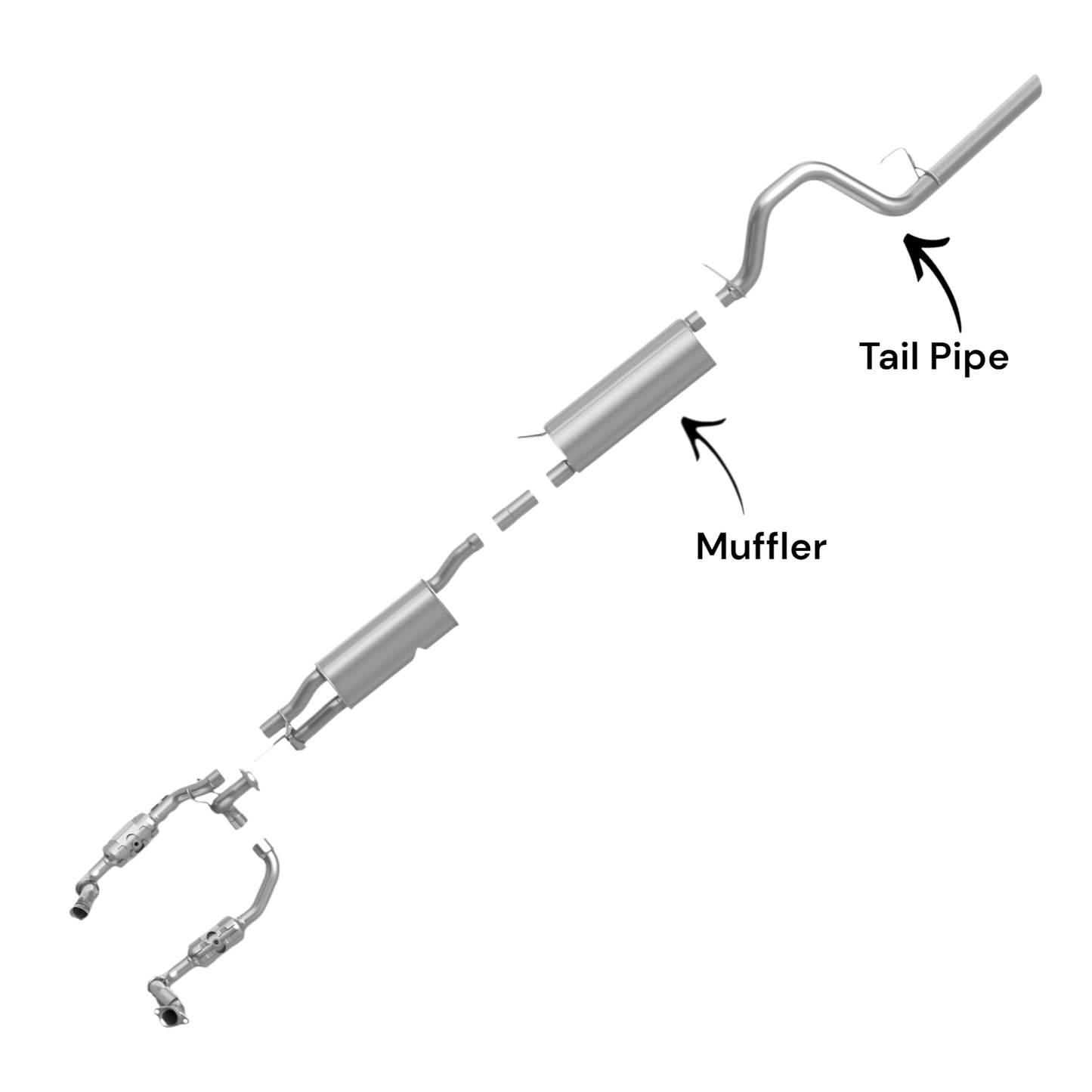 Ford F-350 Super Duty 6.2L (2011-2016) (Extended Cab Pickup With Short Bed) Rear Muffler With Tail Pipe.