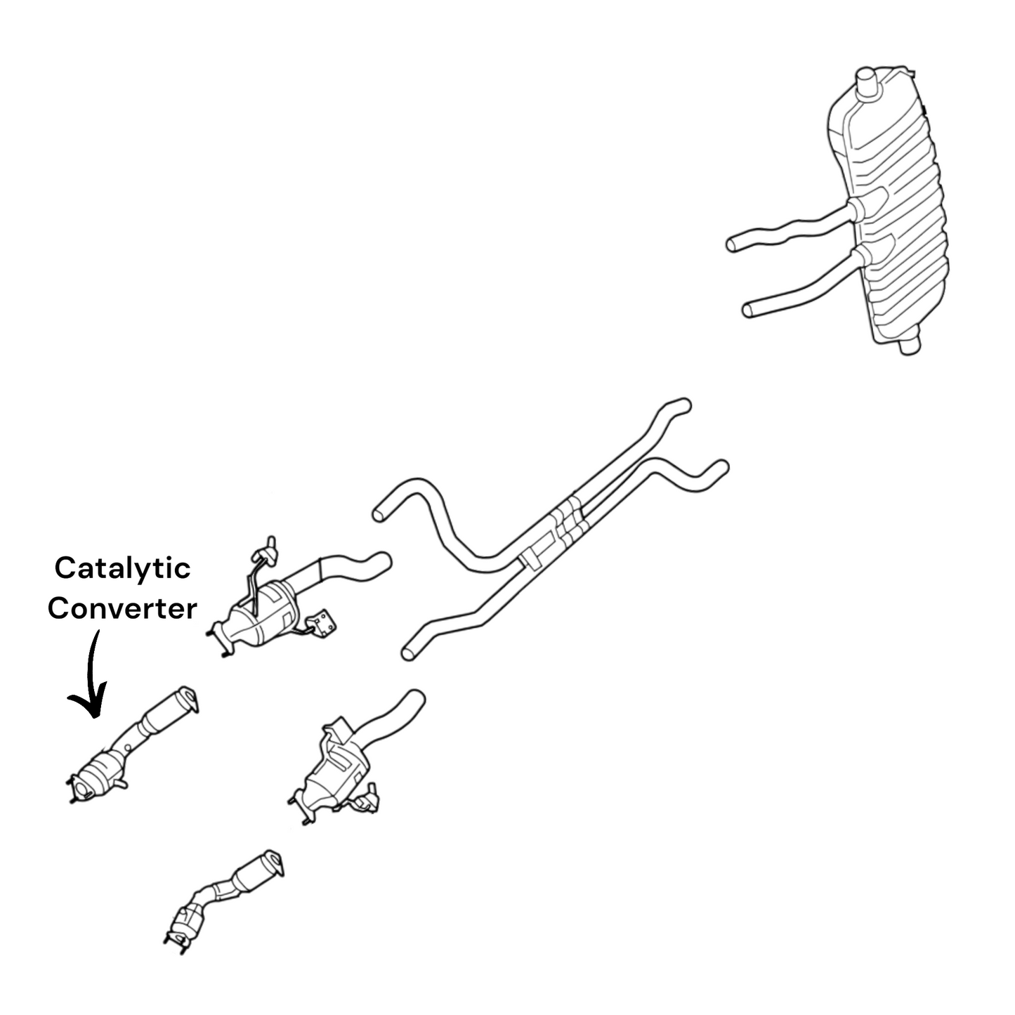 Convertisseur catalytique côté passager pour Porsche Cayenne 4.5L (2003-2005) (4 roues motrices) (non turbo).