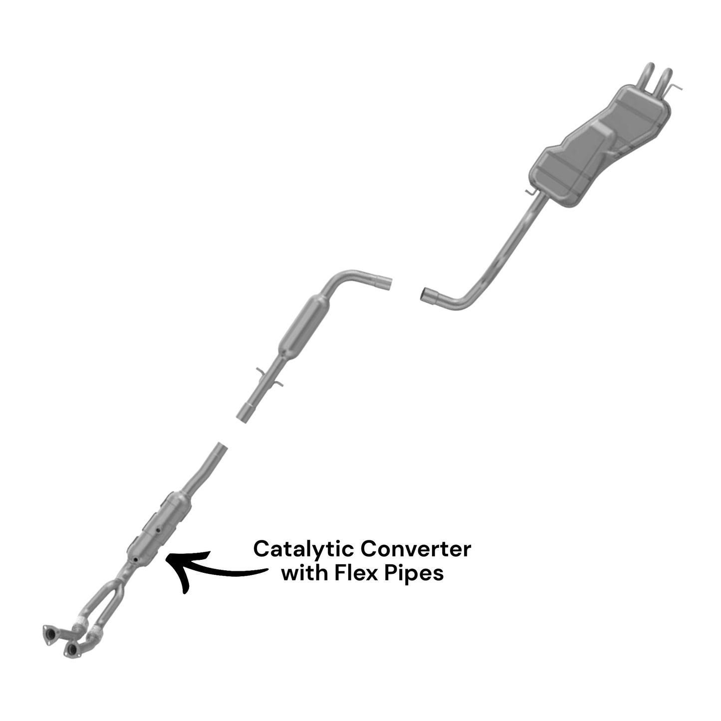 Volkswagen Jetta 2.8L (2002-2004) (DOHC) Catalytic Converter With Flex Pipes