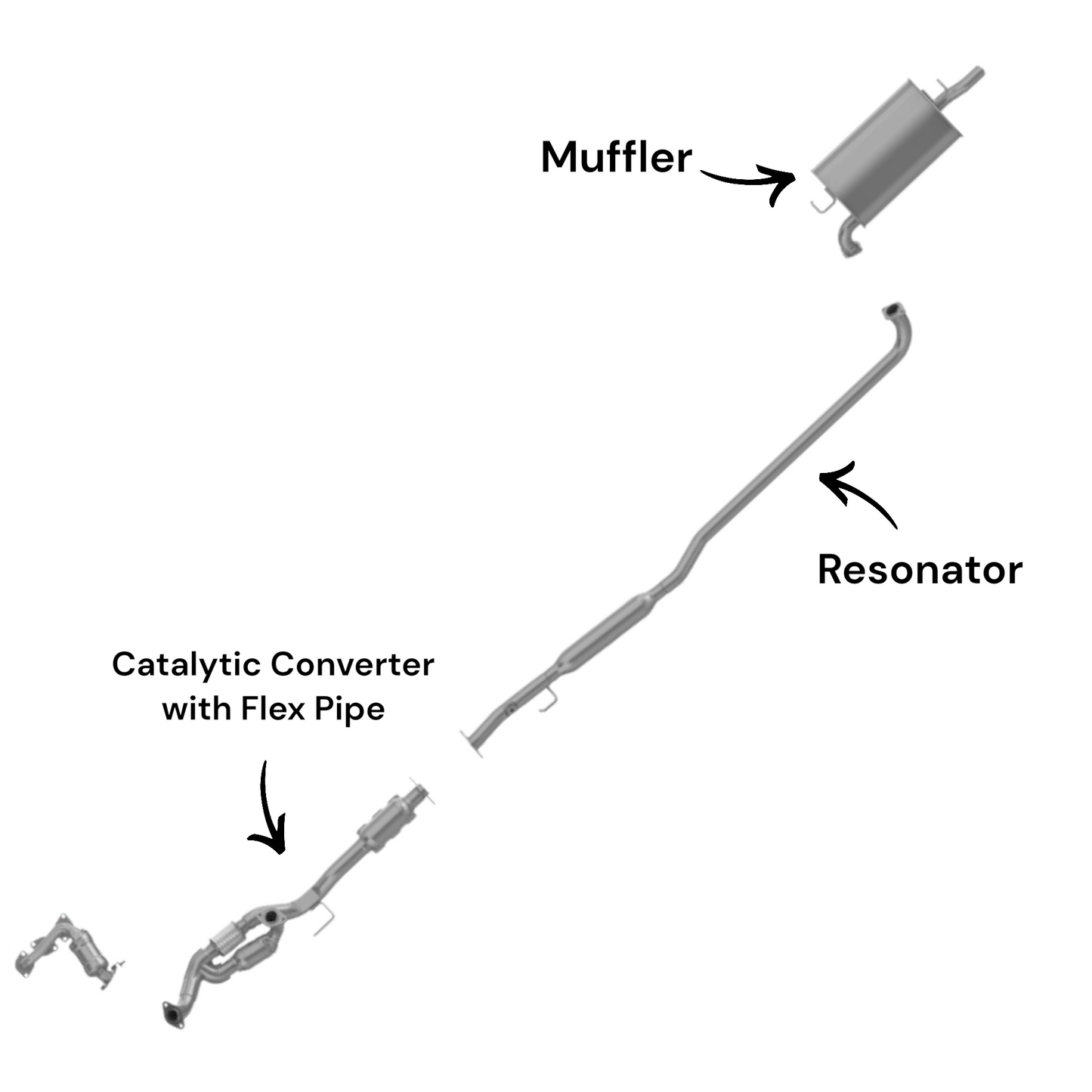 Toyota Camry 3.0L (1997-2001) (Automatic) (California Emission) Catalytic Converter with Flex, Resonator and Muffler