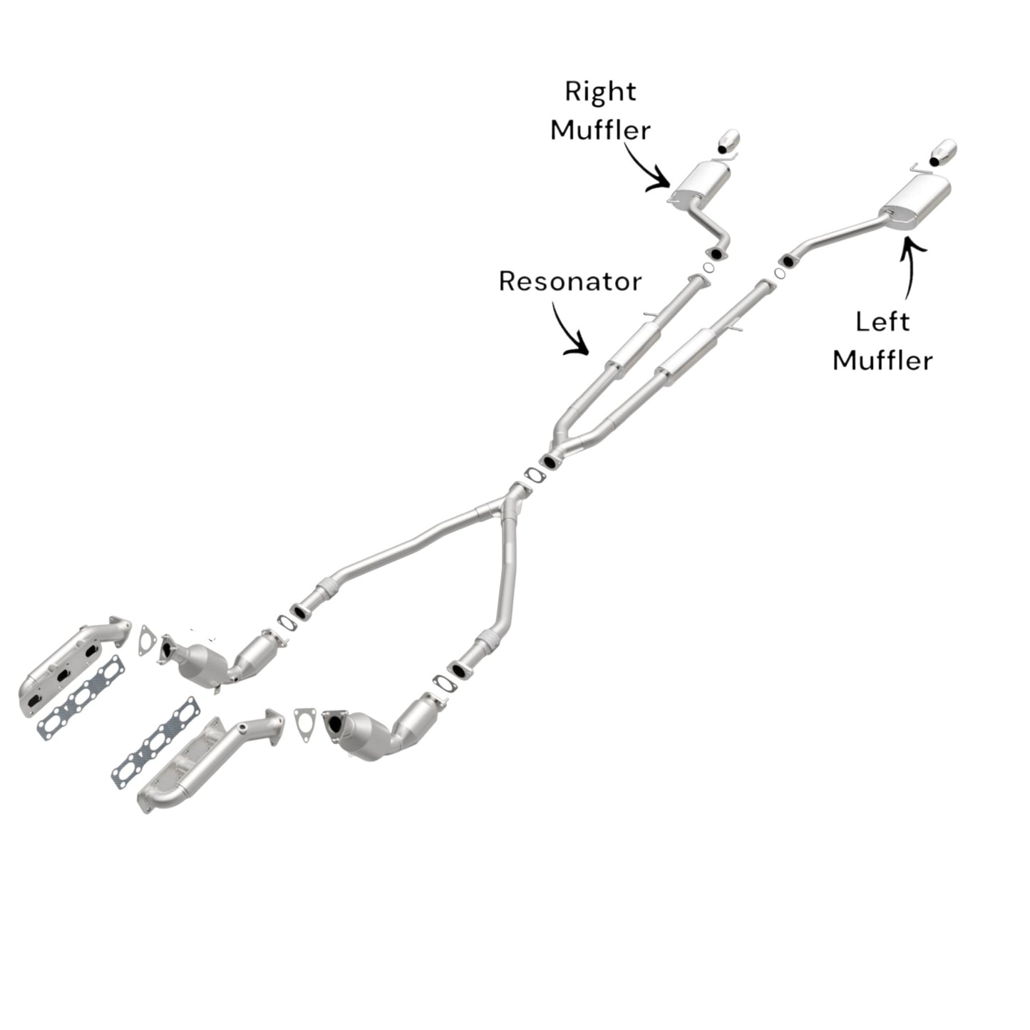 Infiniti M35 3.5L (2006-2010) Y pipe Resonator, Left And Right Side Muffler.