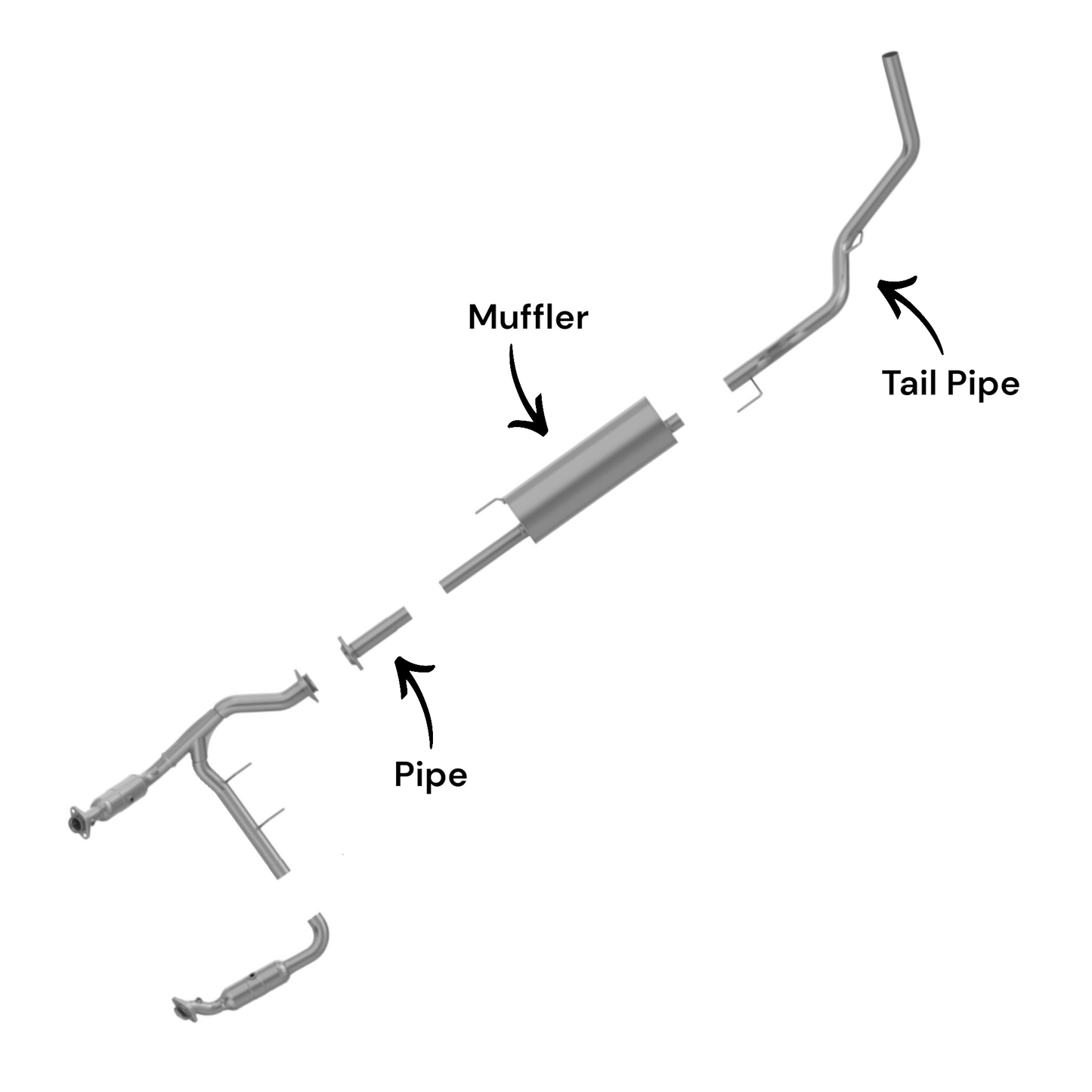 Ford F-150 4.6L (2009-2010) (126.0" Wheelbase) Pipe, Muffler and Tail Pipe