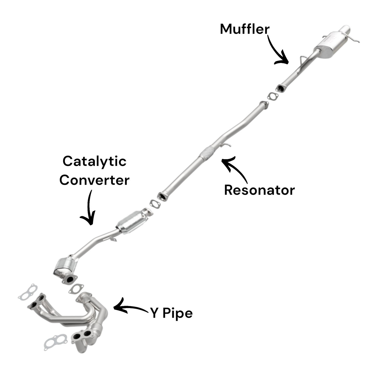 Saab 9-2X 2.5L (2005) Y-Pipe, Catalytic Converter, Resonator and Muffler