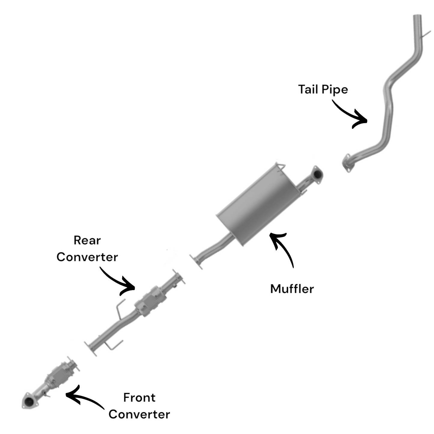 Toyota 4Runner 3.4L (2001-2002) (Federal Emission) Catalytic Converters, Muffler and Tail Pipe