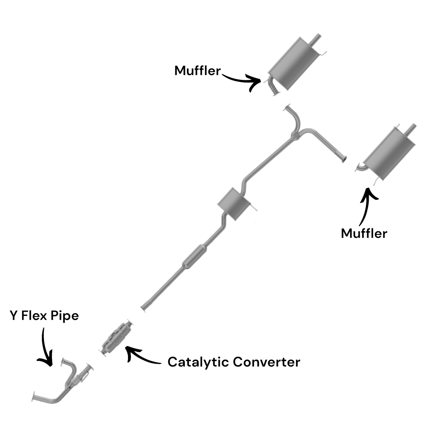 Acura TL 3.2L (1999-2003) Y Flex Pipe, Catalytic Converter and Both Side Mufflers