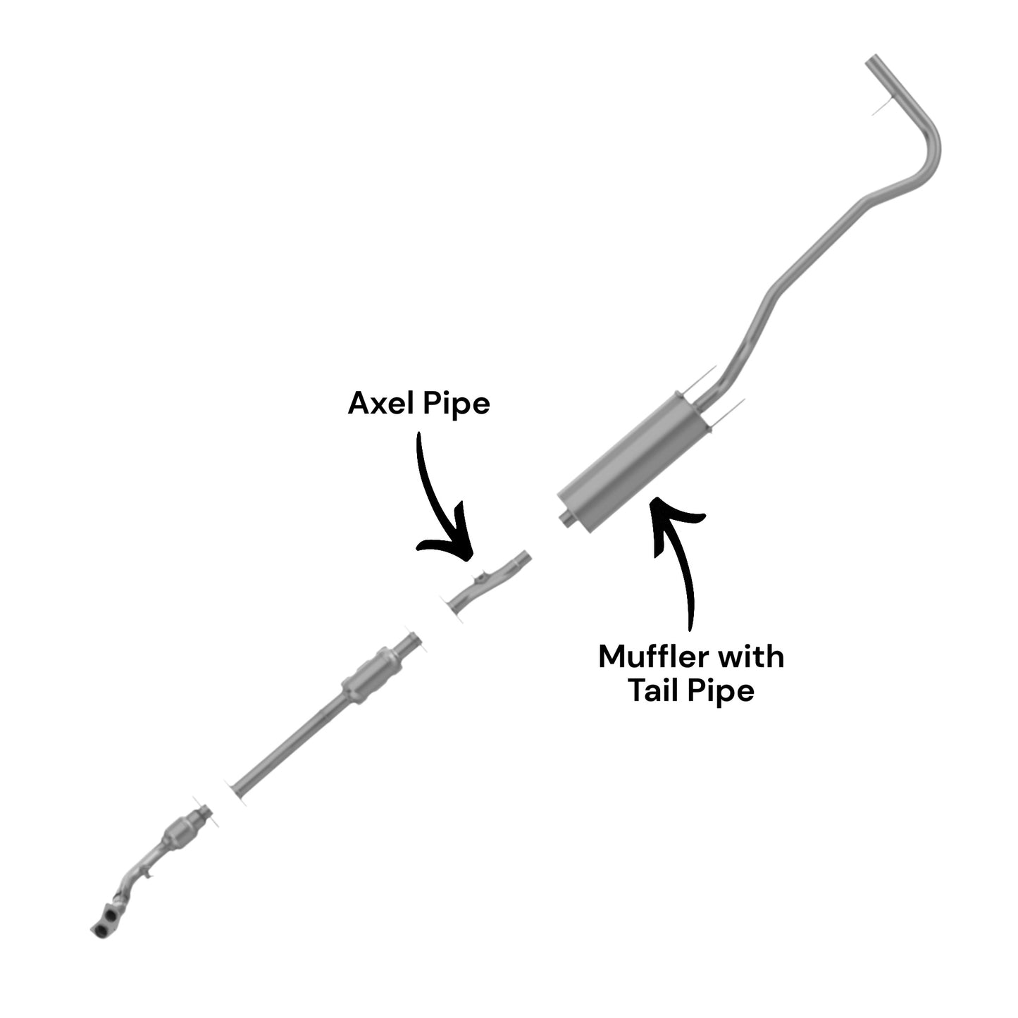 Toyota Tacoma 2.7L (2000-2004) (121.9" Wheelbase) (California Emissions System) Axel Pipe & Muffler With Tail Pipe