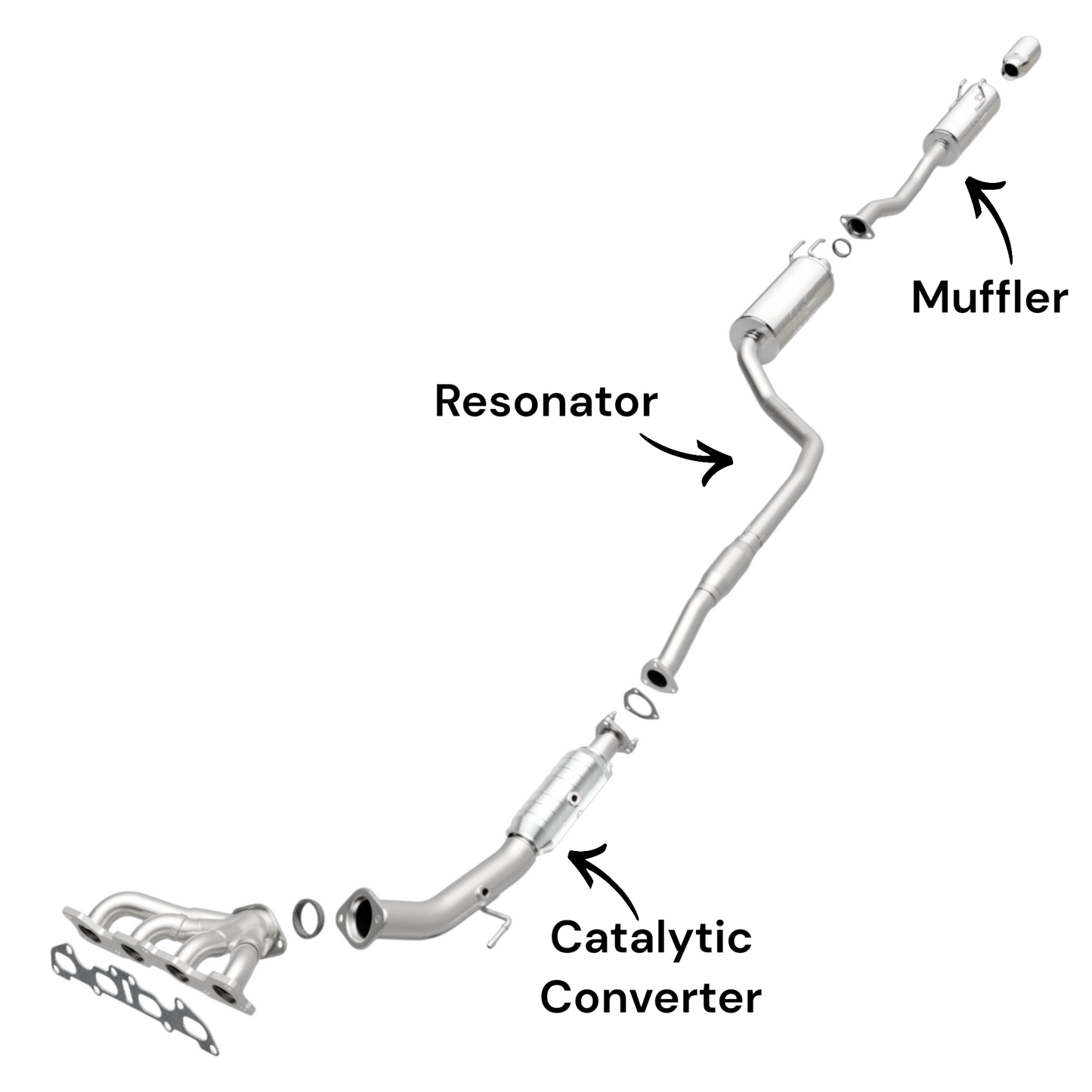Acura RSX 2.0L (2002-2006) (Only for BASE sub-Model) Catalytic Converter, Resonator and Muffler