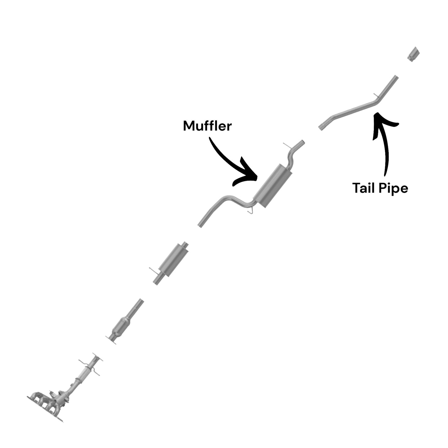 Mazda 3 2.0L (2004-2009) (Federal Emissions System) Muffler & Tail Pipe