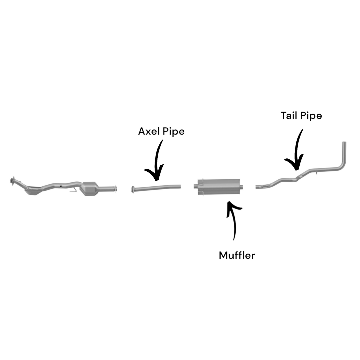Mazda B3000 3.0L (111.5" Wheelbase) (2004-2007) Muffler with axel and Tail pipe