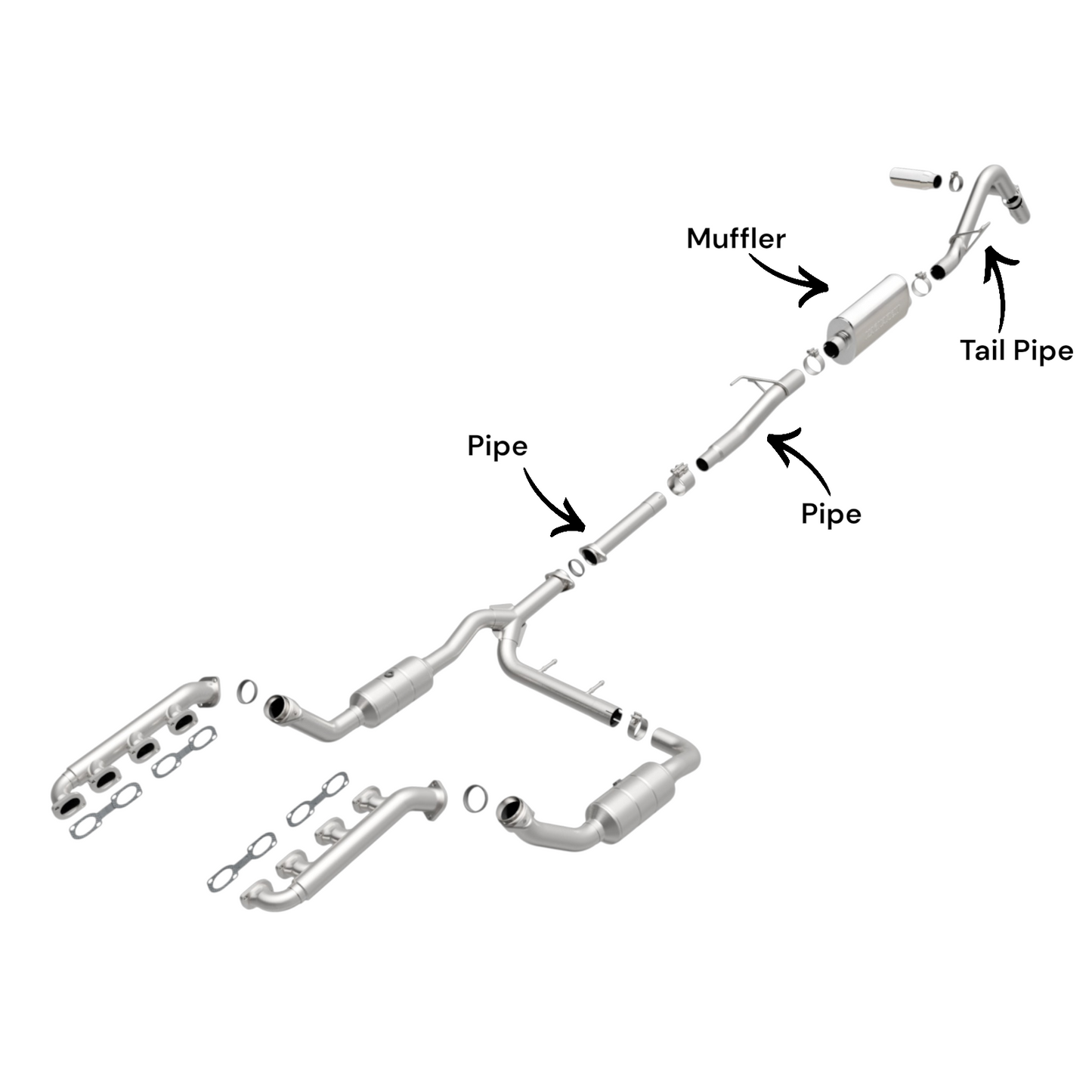 Ford F-150 5.4L (2009-2010) (145"Wheelbase) Pipes, Muffler And Tail Pipe