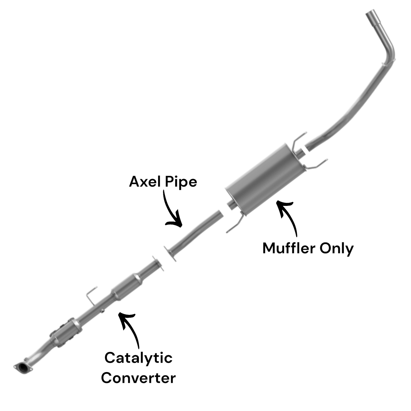 Toyota Tacoma 2.7L (2005-2022) Catalytic Converter, Axel Pipe and Muffler Only