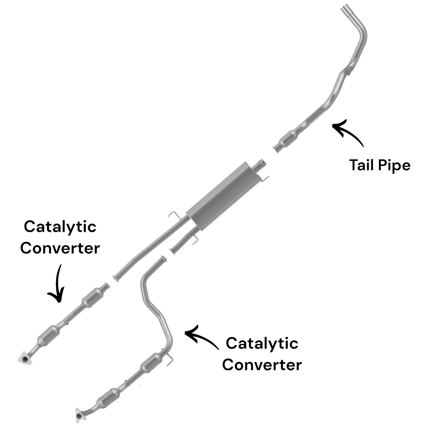 Toyota Tundra 5.7L (2007-2017) (164.6" Wheelbase) Catalytic Converters and Resonator