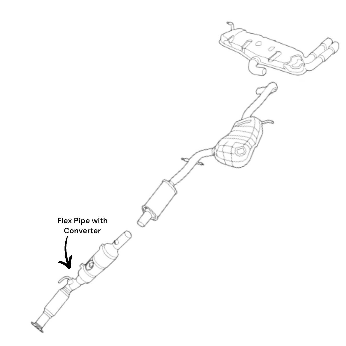 Volkswagen Beetle 2.5L (2012-2014) (Federal Emissions Only) Flex Pipe with Converter