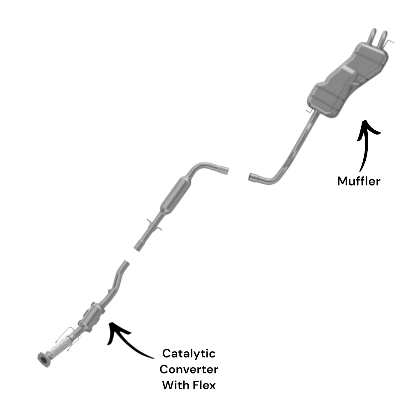 Convertisseur avec flexible et silencieux pour Volkswagen Beetle 2.5L (2006-2010)