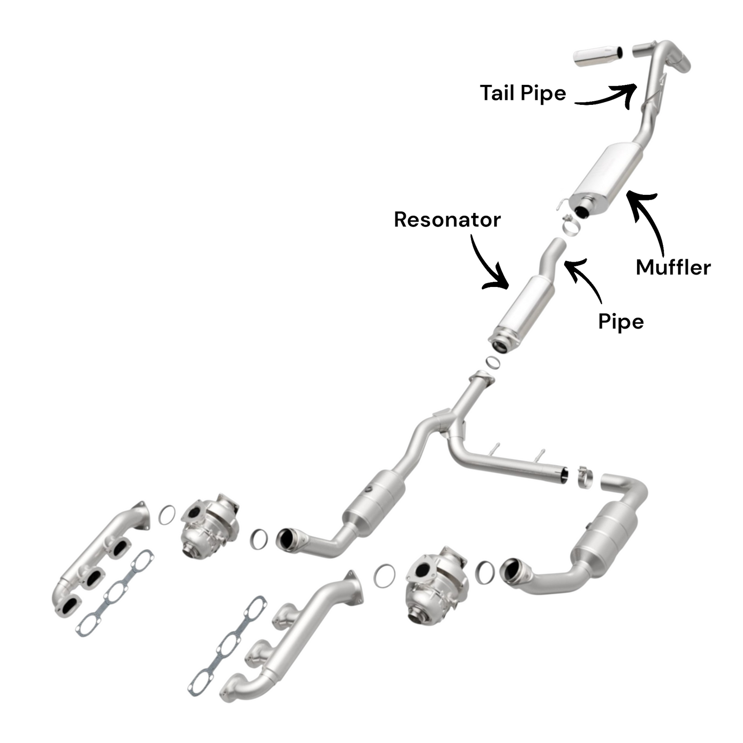 Résonateur, tuyau, silencieux et tuyau d'échappement pour Ford F-150 3.5L (2015-2020) (Turbo) (Empattement de 157 pouces)