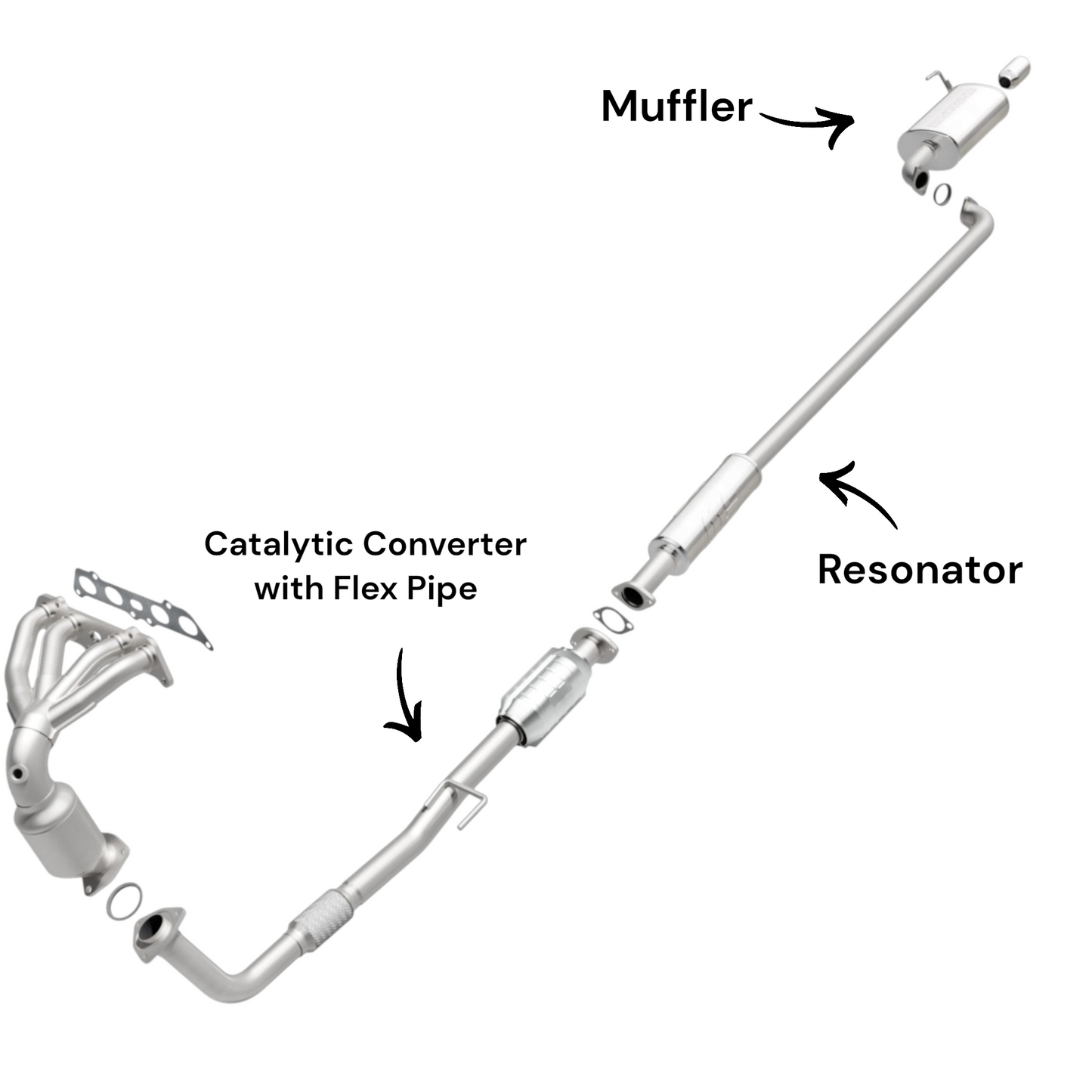 Toyota Camry 2.2L (1997-2001) Catalytic Converter with Flex, Resonator and Muffler