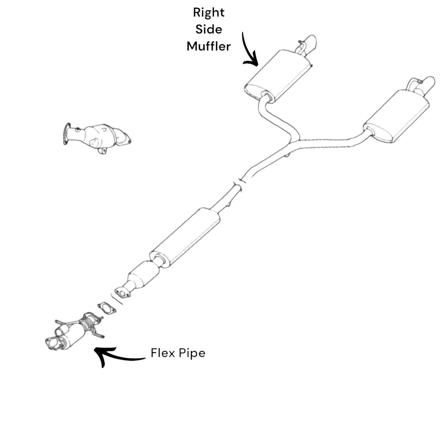 Tuyau flexible et silencieux côté droit pour Ford Explorer 2.3L Turbo 2016-2019