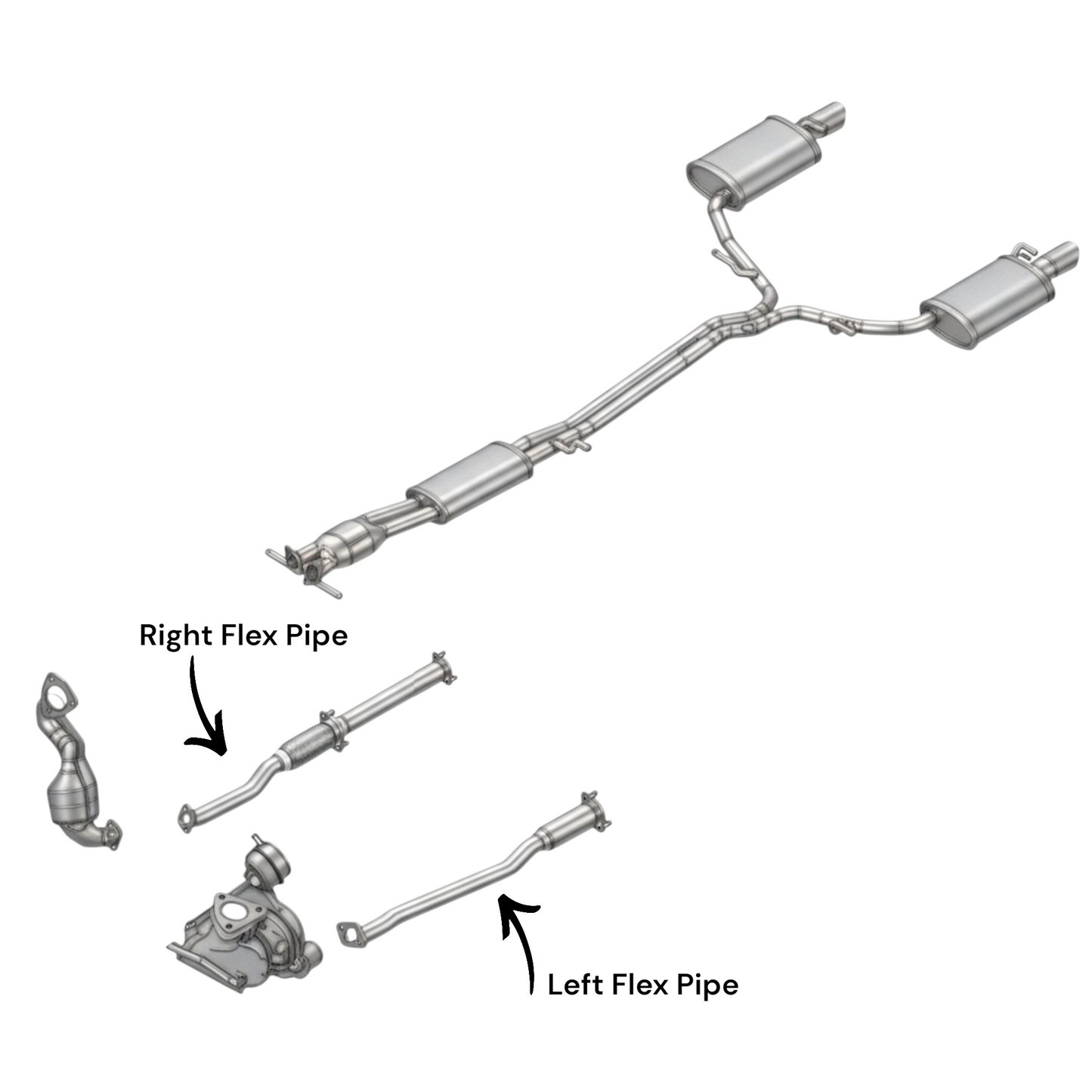 Ford Flex 3.5L (2010-2019) (Turbo) Left and Right Side Flex Pipes