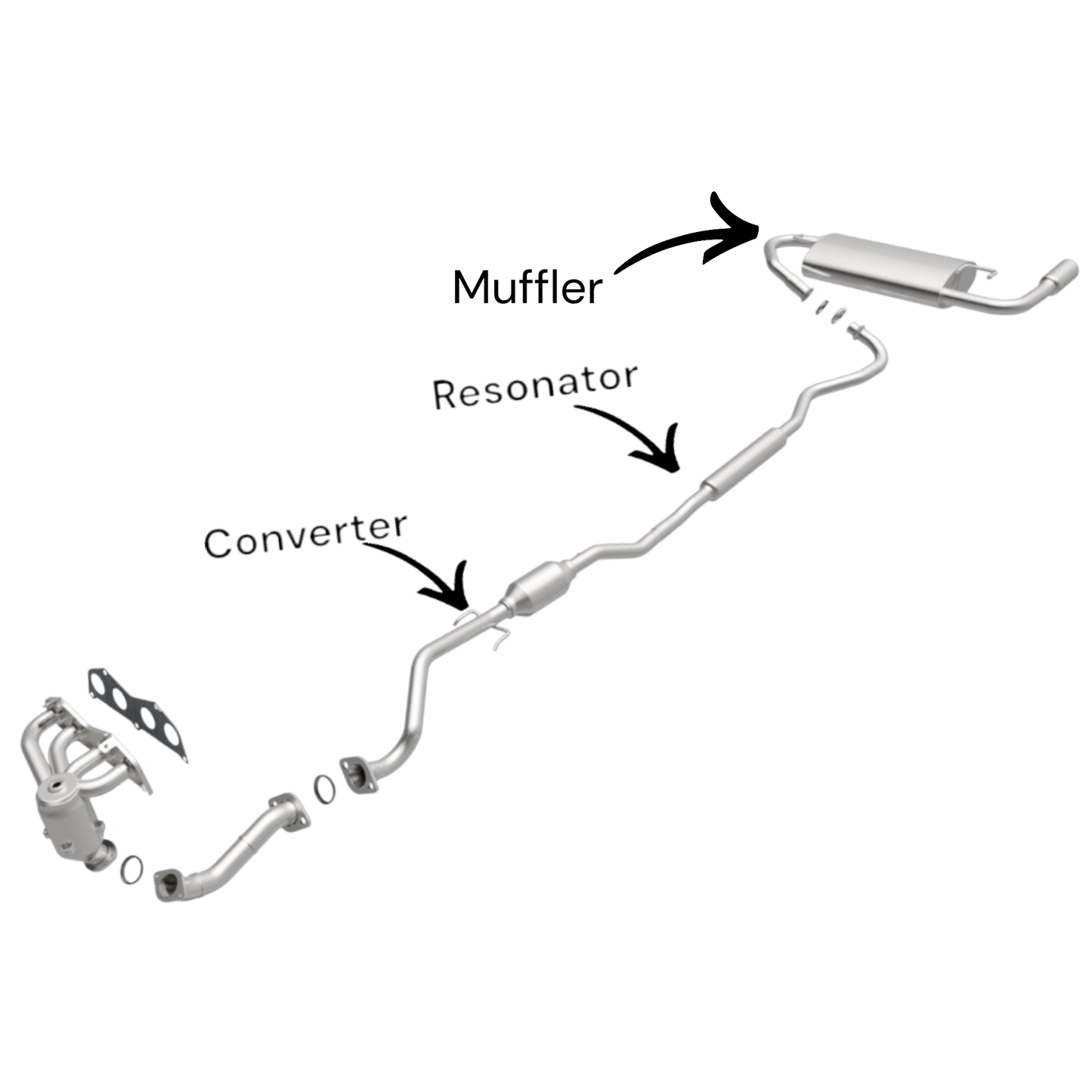 Pontiac Vibe 1.8L (2003-2006) (AWD) Converter, Resonator And Muffler