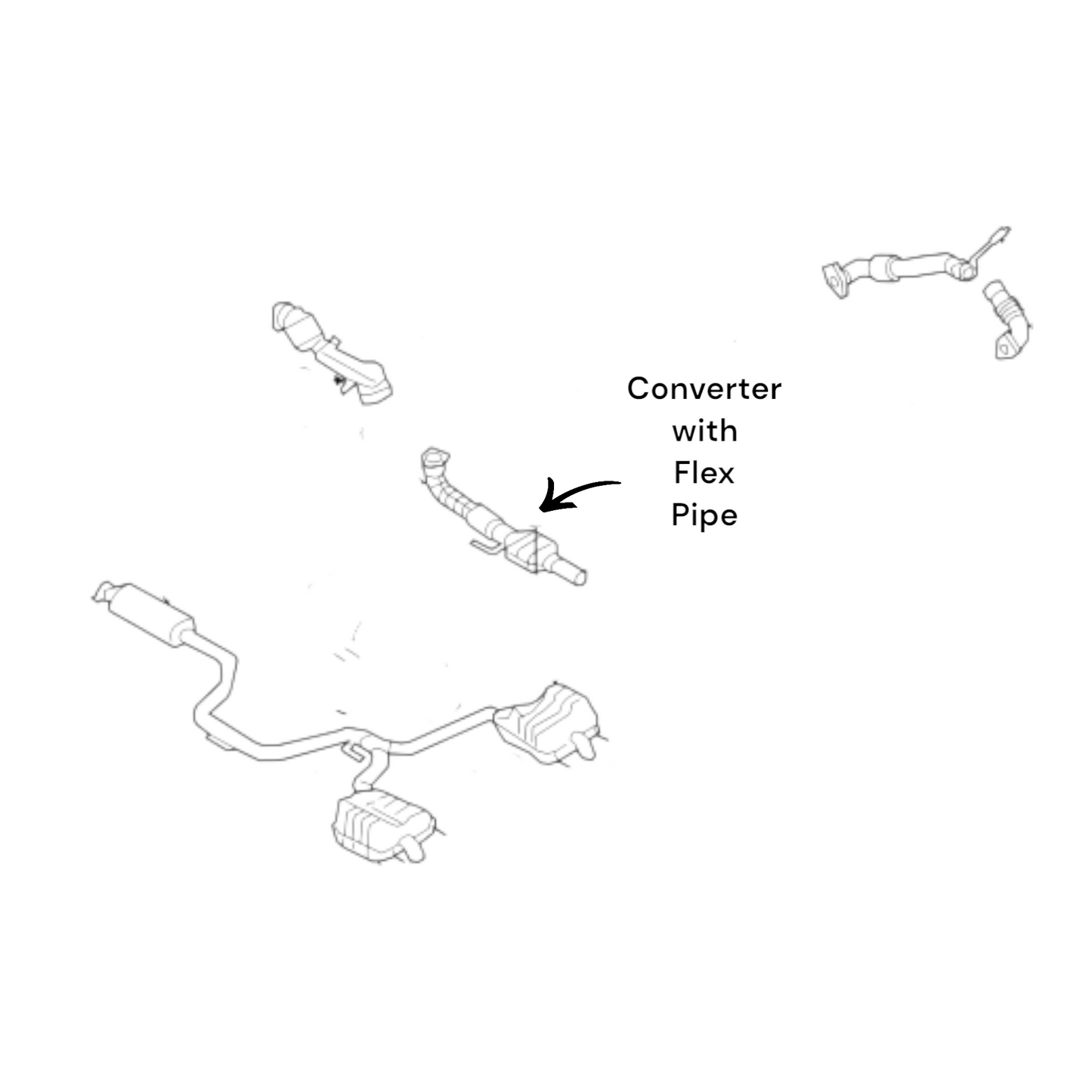 Convertisseur avec tuyau flexible pour Saab 9-3 2.8L 2006-2009 (pour turbo) (sans transmission intégrale)