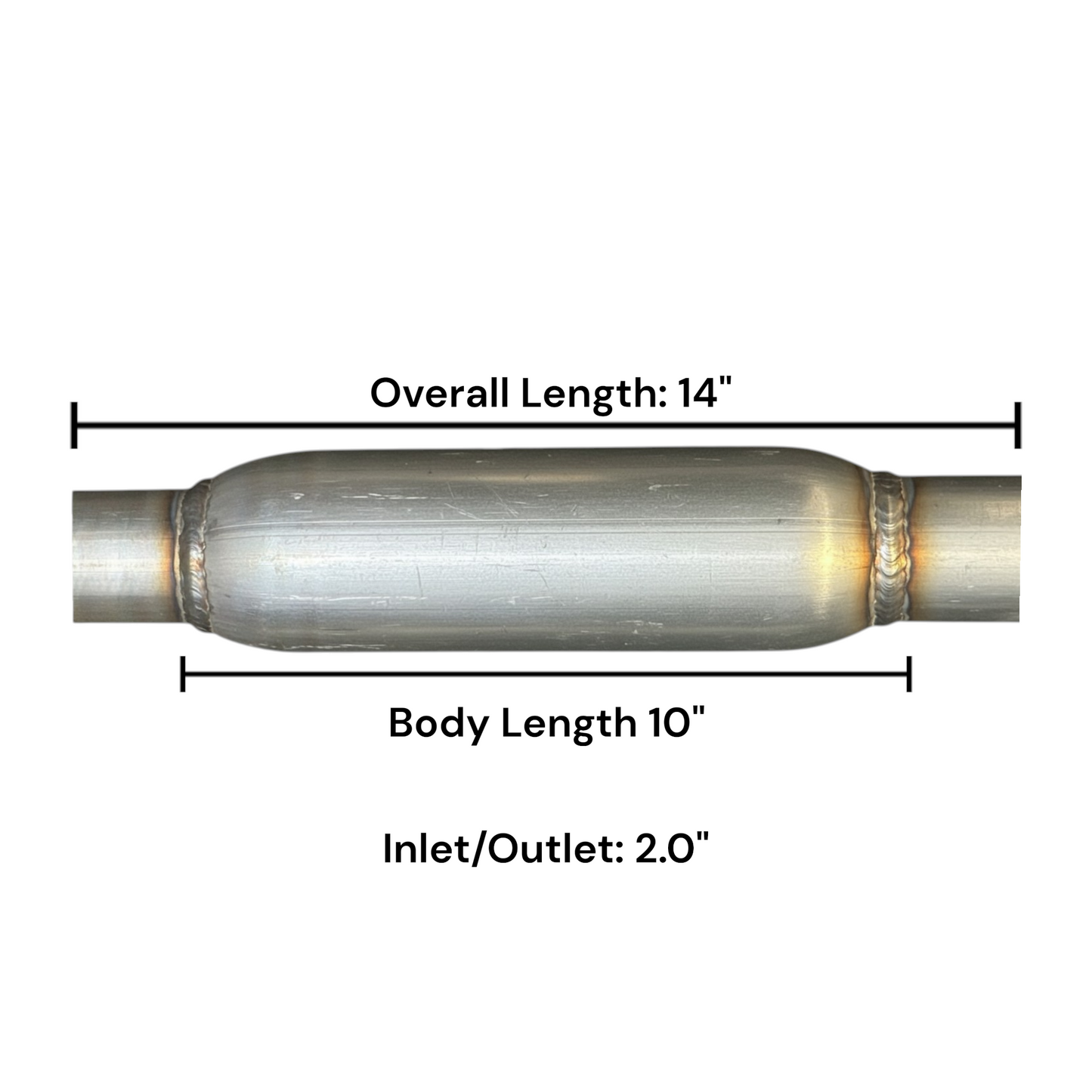 Universal Exhaust Resonator Replacement 14" Overall Length
