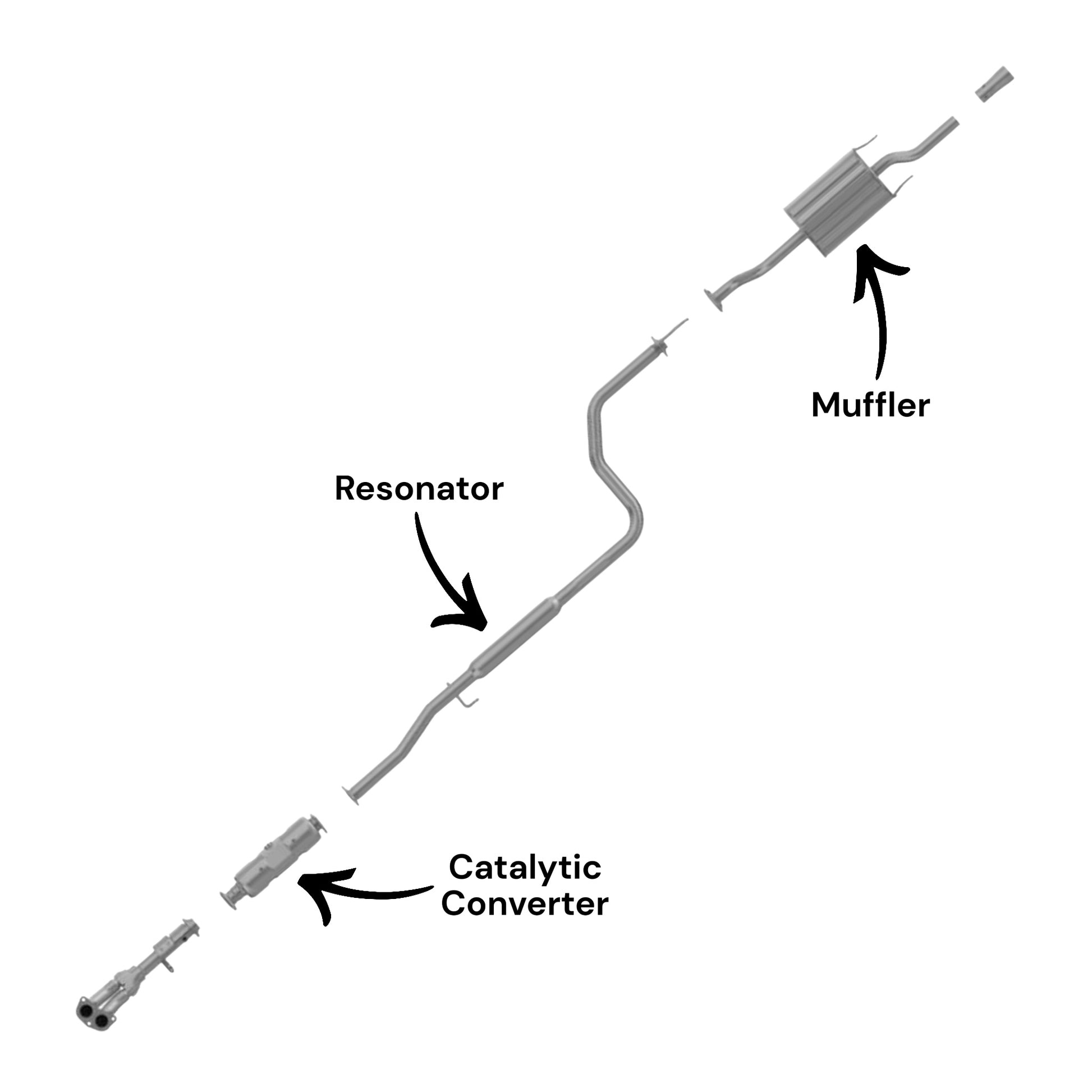 Acura EL 1.6L (1997, 1998) Catalytic Converter, Resonator and Muffler