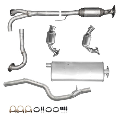 Jeep Liberty 3.7L (2002, 2003) Right, Left & Middle Catalytic Converters, Muffler and Tail Pipe