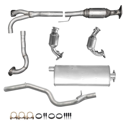Jeep Liberty 3.7L (2002, 2003) Right, Left & Middle Catalytic Converters, Muffler and Tail Pipe