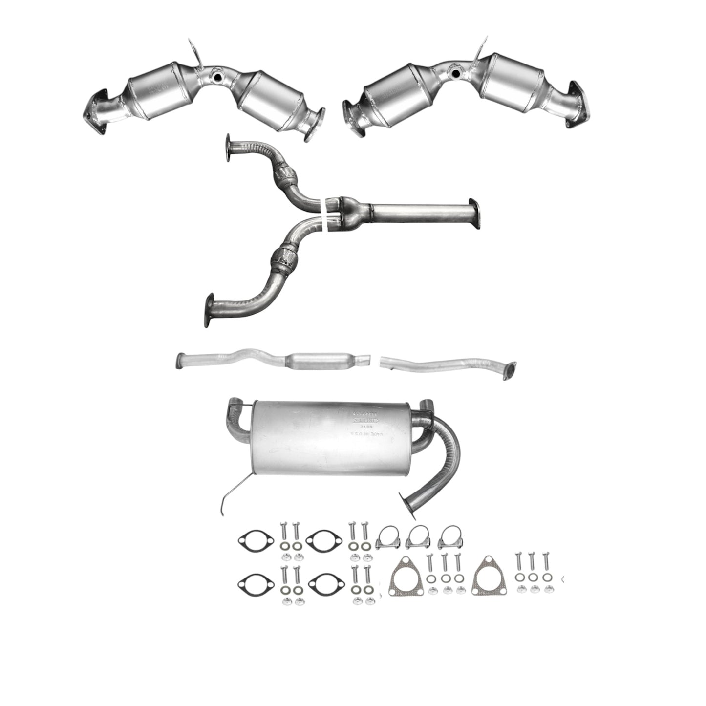 Infiniti G35 3.5L Coupe RWD (2003-2007)  Right And Left Side Catalytic Converter, Y-Flex Pipe, Resonator and Muffler