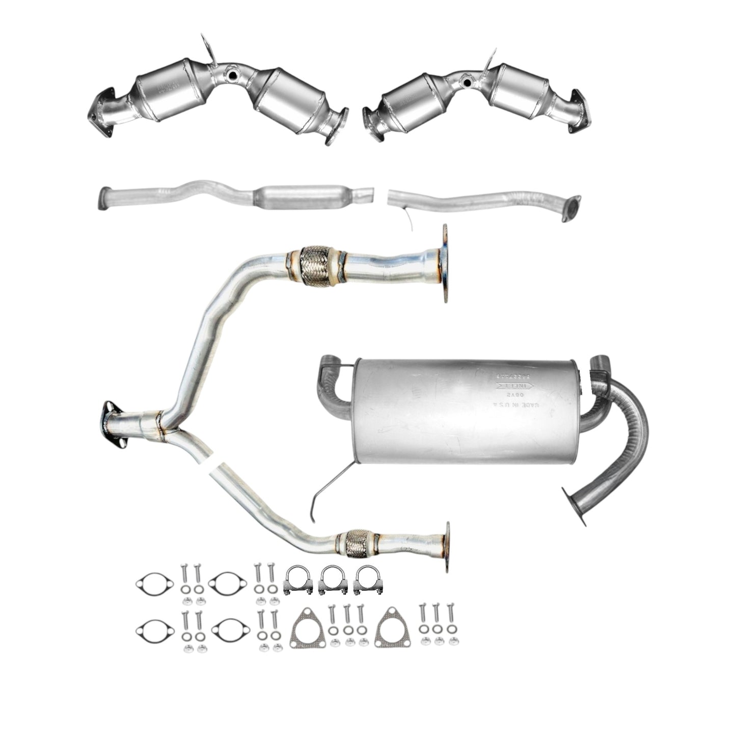 Infiniti FX35 3.5L (2003-2008) Right And Left Side Catalytic Converter, Flex Y-Pipe, Resonator and Muffler