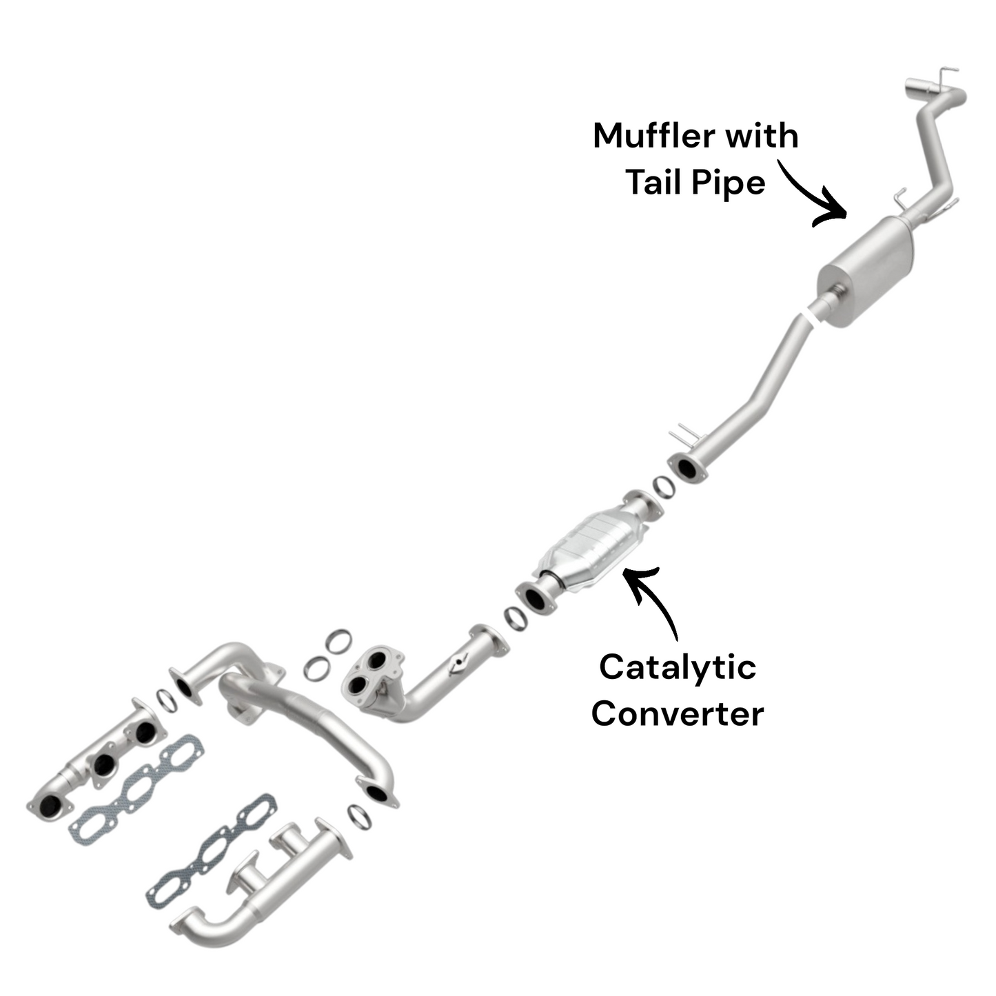 Toyota Tacoma 2.4L (1998-2000) (Federal Emissions System) Catalytic Converter, Muffler with Tail pipe