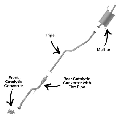 Nissan Sentra 1.8L (2003-2006) Manifold Converter, Catalytic Converter with Flex Pipe, Pipe and Muffler