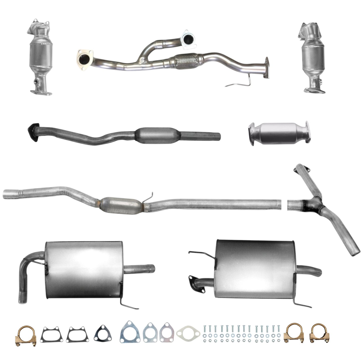 Convertisseurs de collecteur, tuyau flexible, convertisseur, résonateur et silencieux latéraux pour Honda Accord 3.0L (2003-2005) (4 portes)