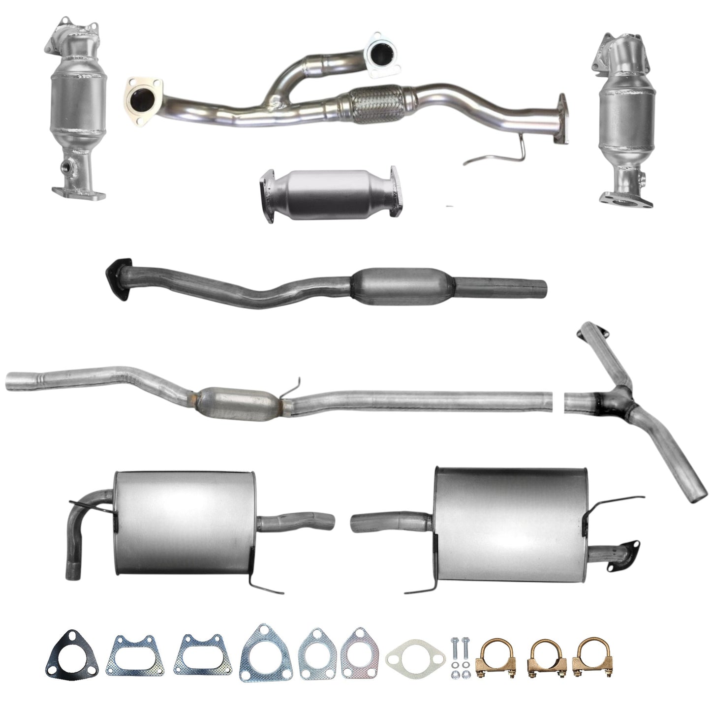 Convertisseurs de collecteur, tuyau flexible, convertisseur, résonateur et silencieux latéraux pour Honda Accord 3.0L (2006-2007) (4 portes)