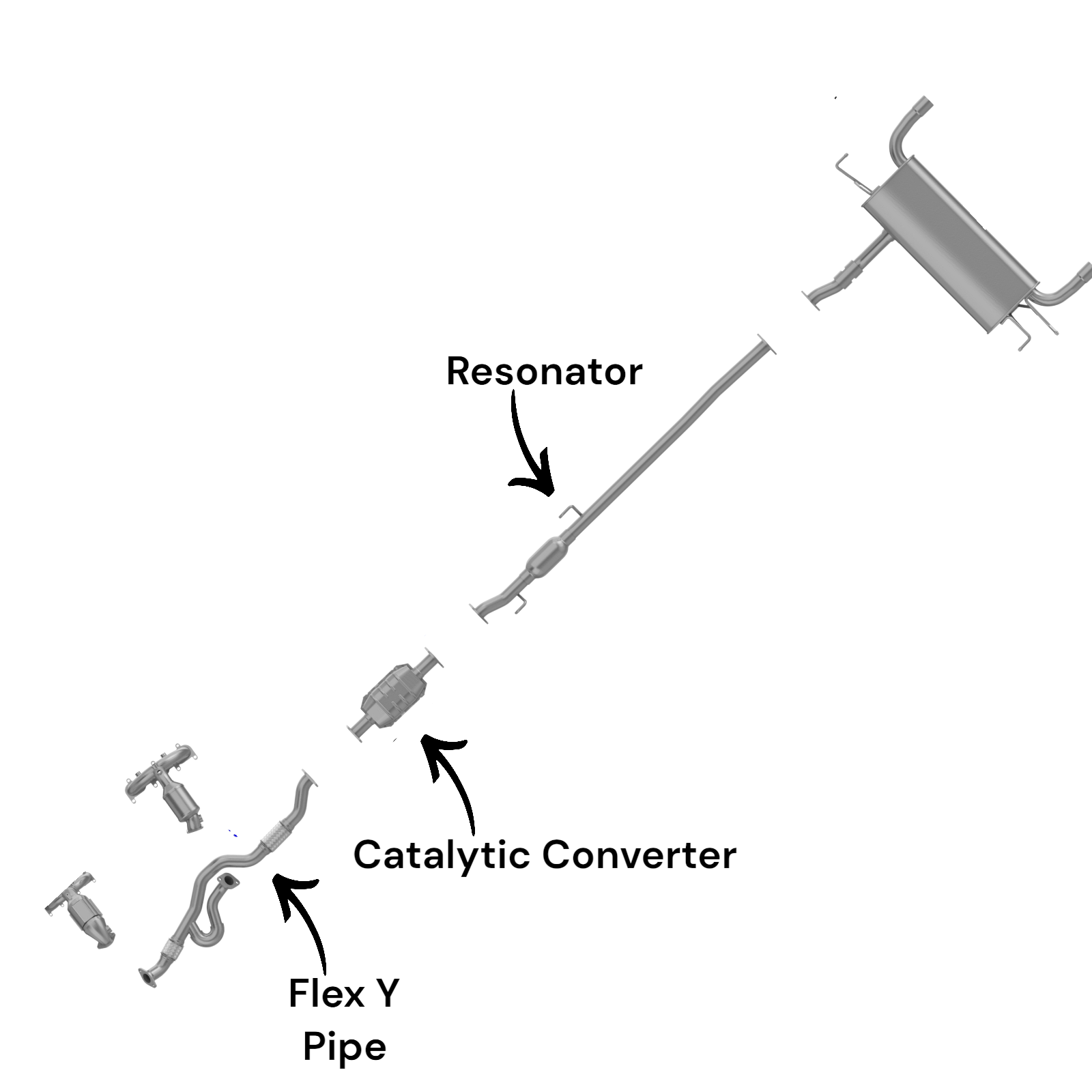 Kia Sportage 2.7L (2005-2008) (AWD) Flex Y Pipe, Catalytic Converter And Resonator.