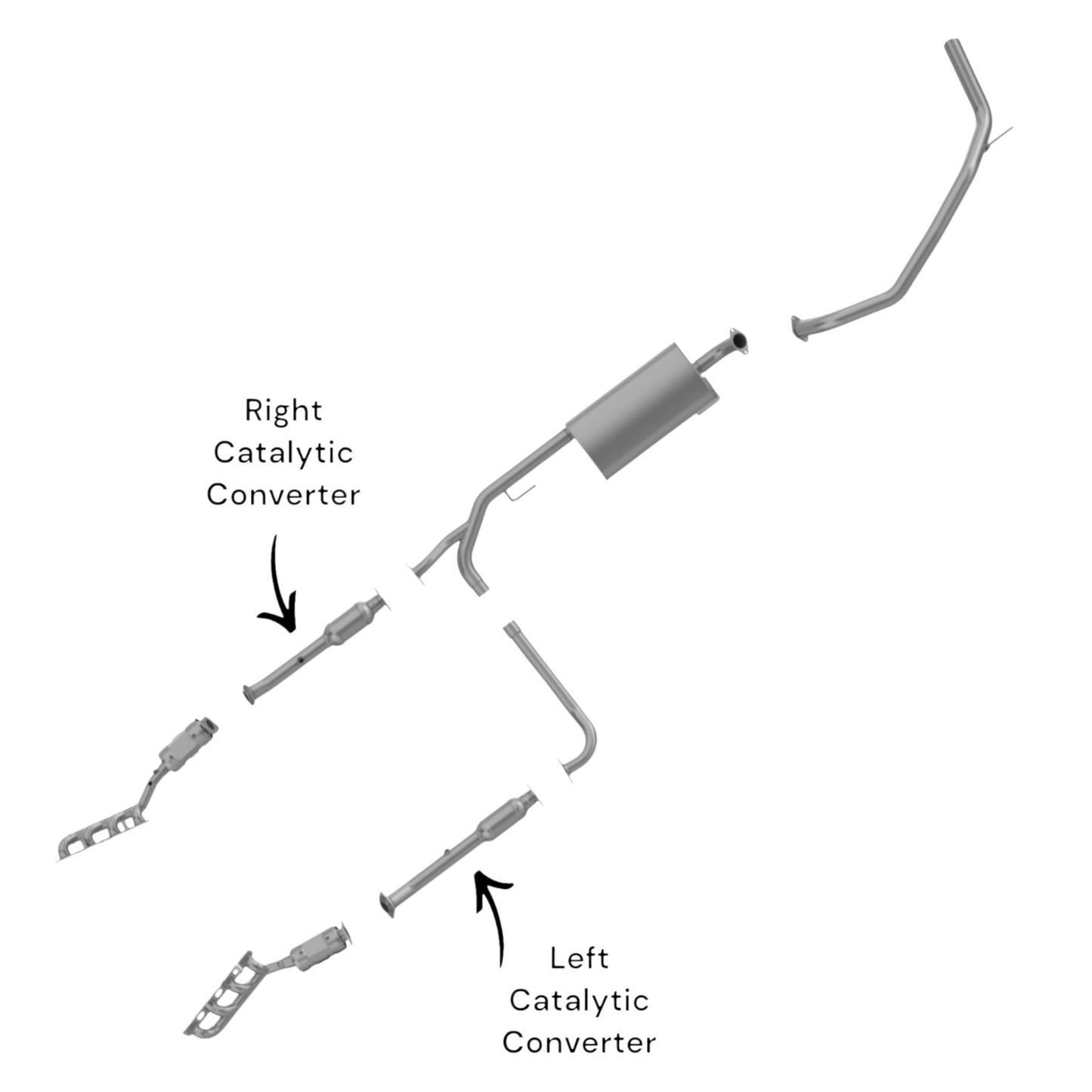 Nissan Titan 5.6L (2007-2015) 5.6L Right And Left Side Catalytic Converter 