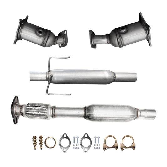 Lincoln MKZ 3.5L (2007-2010) Front & Rear Catalytic Converters, Front Resonator With Flex & Rear Resonator