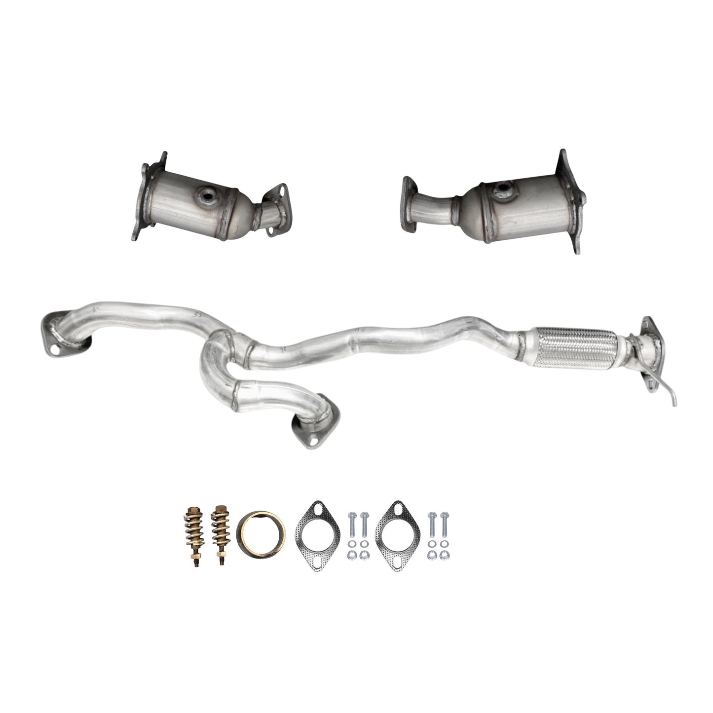 Lincoln MKS 3.7L (2009, 2010) Front & Rear Catalytic Converters and Y-Pipe With Flex