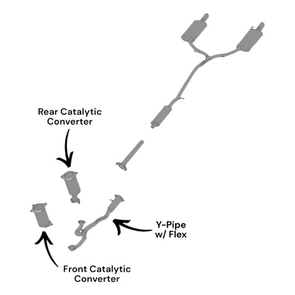 Lincoln MKS 3.7L (2009, 2010) Front & Rear Catalytic Converters and Y-Pipe With Flex