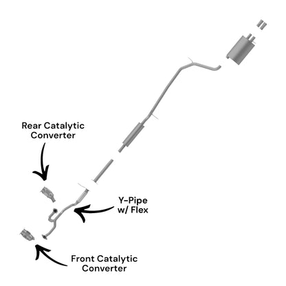 Mercury Sable 3.5L (2008, 2009) (AWD) (Federal Emissions System) Front & Rear Catalytic Converters and Y-Pipe With Flex